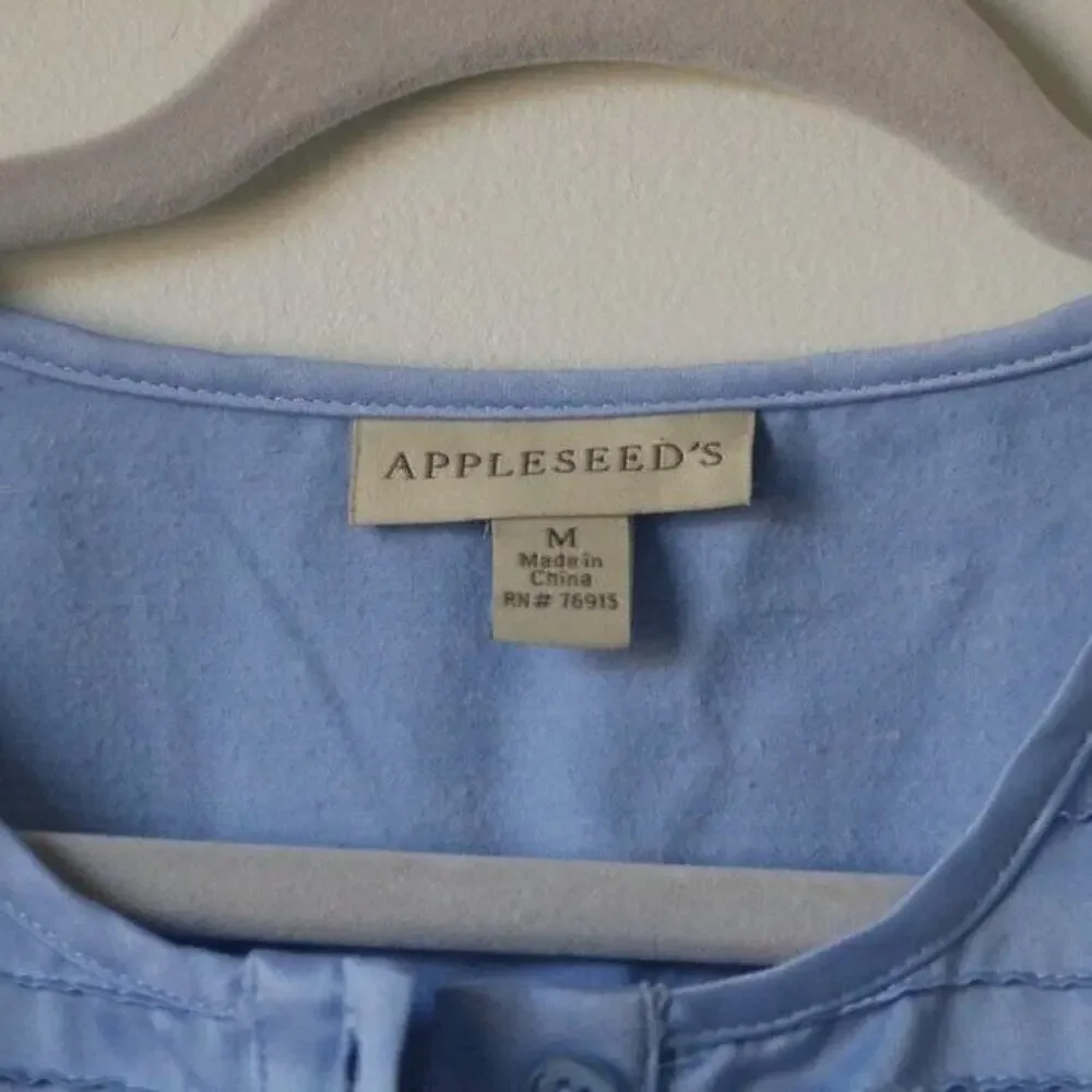 Vintage Baby Blue Appleseed's Long Nightgown Robe Embroidered Medium‎